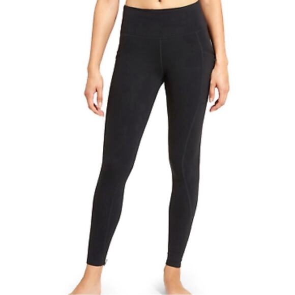 Athleta Leggings Ankle Zip Side Hip Pocket Small Solid Black - Picture 3 of 10